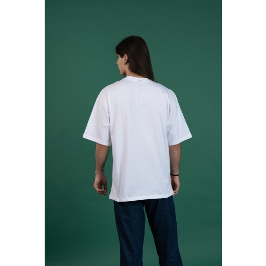 Oversized Pocket Accessory Zero Collar Combed Cotton Men's T-Shirt