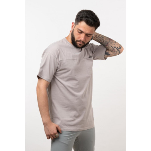 Oversized Men's Combed Cotton T-Shirt With Pockets