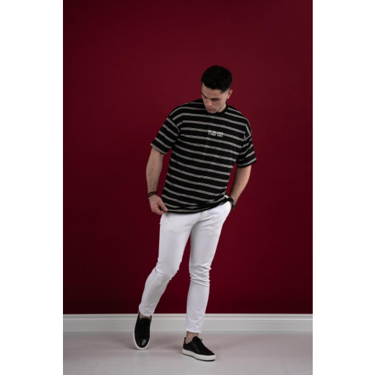 Oversized Striped Fine Combed Men's T-Shirt