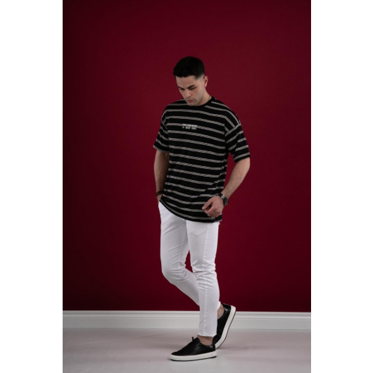 Oversized Striped Fine Combed Men's T-Shirt