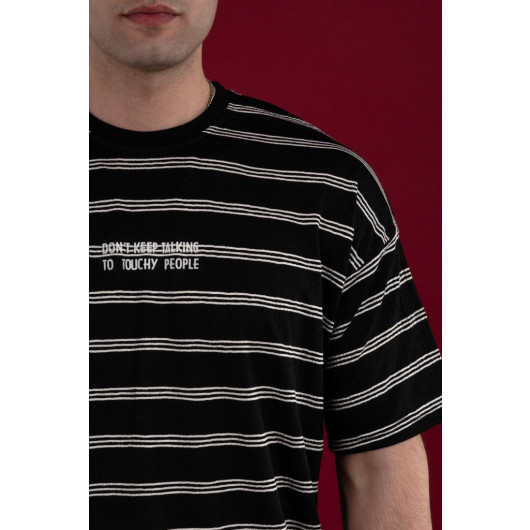 Oversized Striped Fine Combed Men's T-Shirt