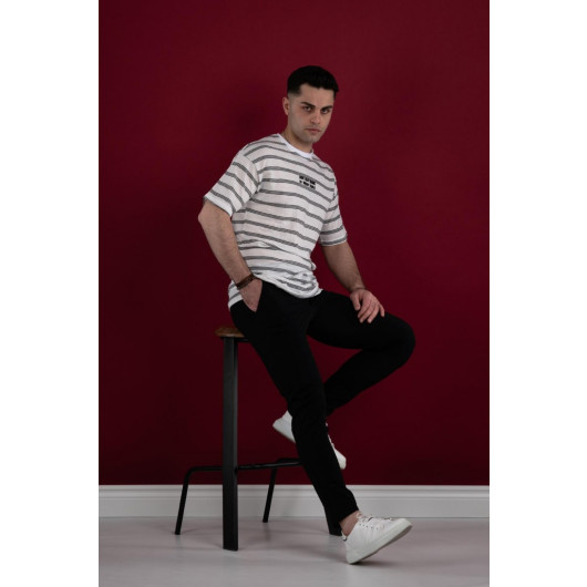 Oversized Striped Fine Combed Men's T-Shirt