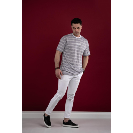 Oversized Striped Fine Combed Men's T-Shirt