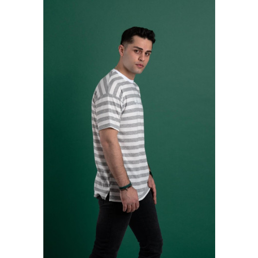 Oversized Striped Cotton Men's T-Shirt