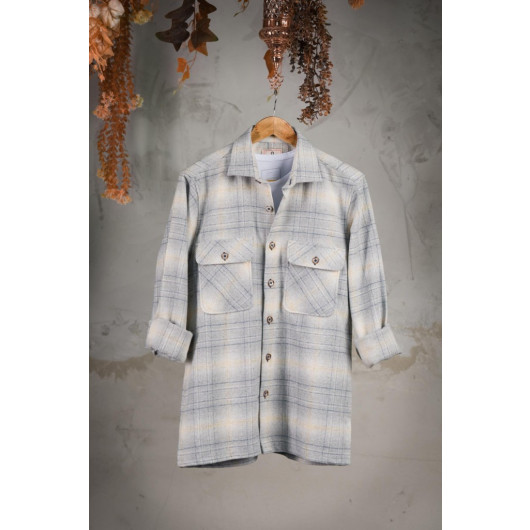 Oversized Plaid Double Pocket Men's Thick Lumberjack Shirt