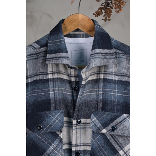 Oversized Plaid Double Pocket Men's Thick Lumberjack Shirt