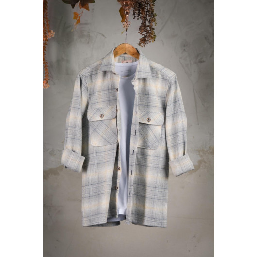 Oversized Plaid Double Pocket Men's Thick Lumberjack Shirt