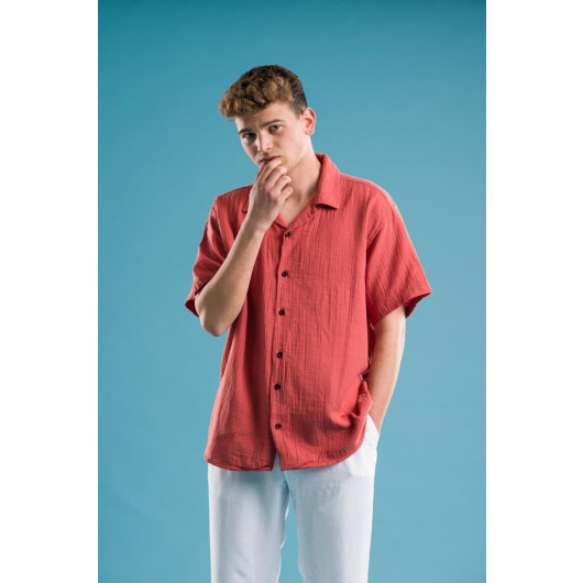 Oversized Short Sleeve Cotton Oversized Men's Summer Shirt