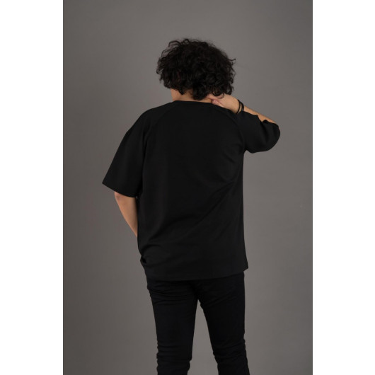 Oversized Modal Fabric Zero Collar Printed Men's T-Shirt