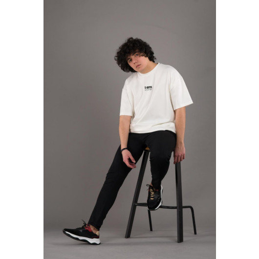 Oversized Modal Fabric Zero Collar Printed Men's T-Shirt