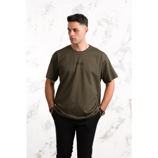 Oversized Front Printed Cotton Basic Men's Combed T-Shirt