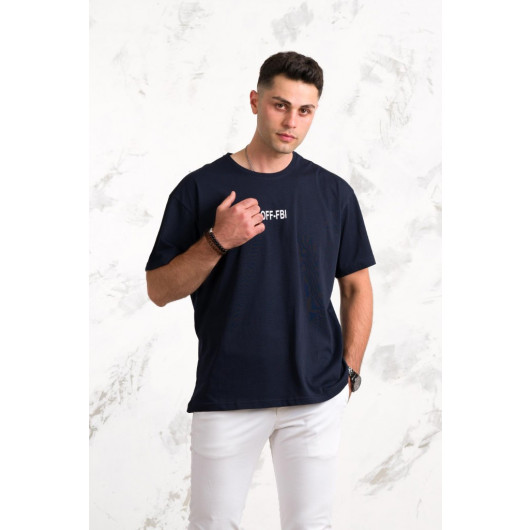 Oversized Front Printed Cotton Basic Men's Combed T-Shirt