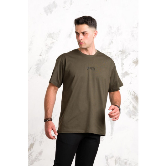 Oversized Front Printed Cotton Basic Men's Combed T-Shirt