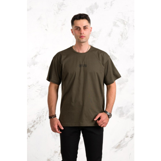 Oversized Front Printed Cotton Basic Men's Combed T-Shirt