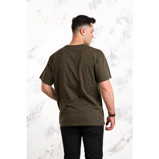 Oversized Front Printed Cotton Basic Men's Combed T-Shirt