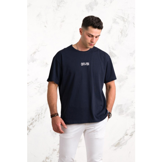 Oversized Front Printed Cotton Basic Men's Combed T-Shirt