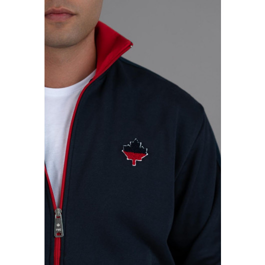 Paul Martin 3-Thread Zippered Side Pocket Lined Steel Collar Sports Cardigan
