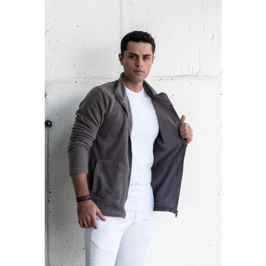 Polar Slimfit Zippered Stand Up Collar Men's Cardigan