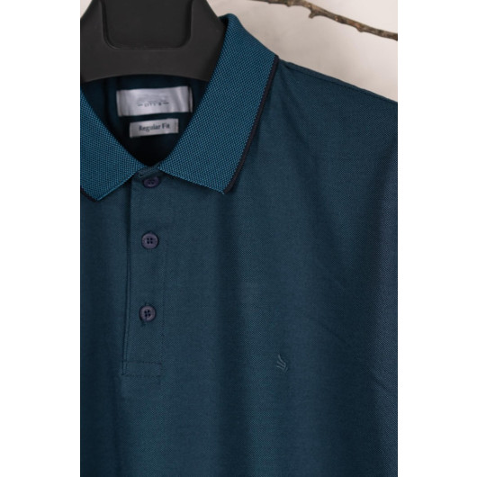 Polo Neck Plus Size Combed Cotton Men's T-Shirt