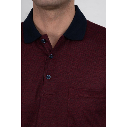 Polo Neck Pocket Classic Cut Patterned Men's T-Shirt