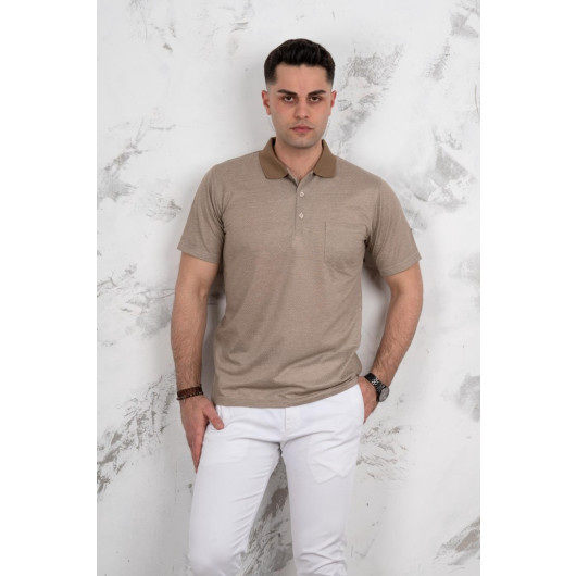 Polo Neck Pocket Classic Cut Patterned Men's T-Shirt