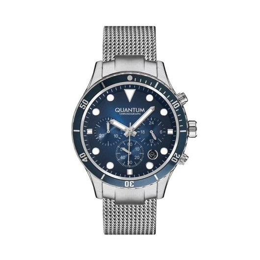 Quantum 46 Mm Gray Steel Mesh Men's Wristwatch