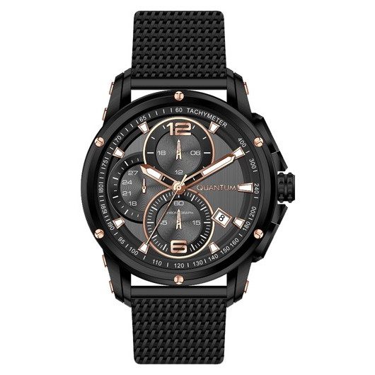 Quantum 45 Mm Black Men's Wristwatch