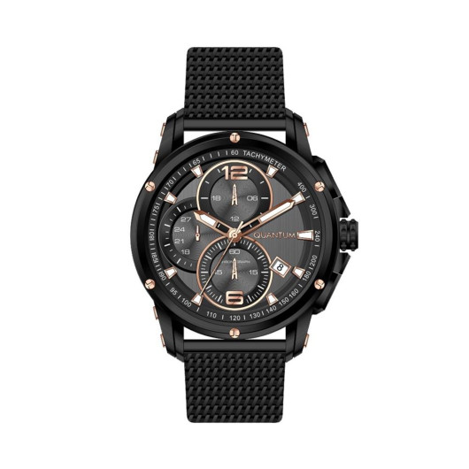 Quantum 45 Mm Black Men's Wristwatch