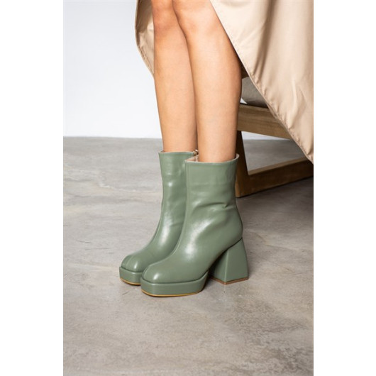 Quinn Women's Green Platform Heeled Boots