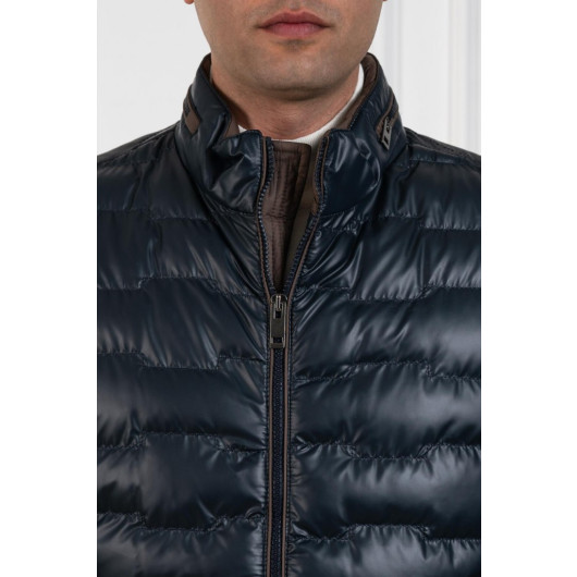 Regular Fit Stand Up Collar Lined Quilted Men's Coat