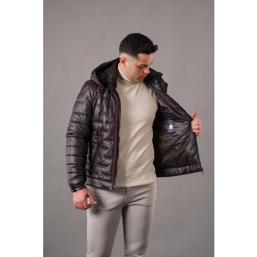 Men's Regular Fit With Hooded Lined Quilted Jacket