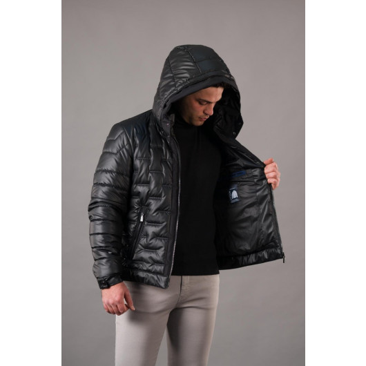 Men's Regular Fit With Hooded Lined Quilted Jacket