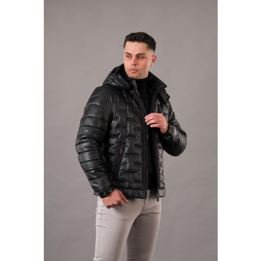 Men's Regular Fit With Hooded Lined Quilted Jacket