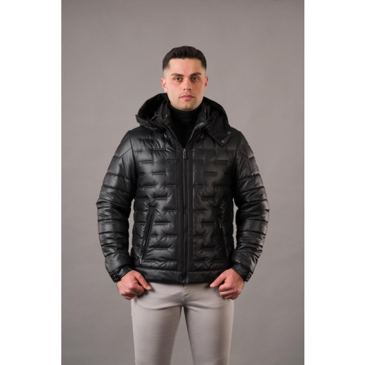 Men's Regular Fit With Hooded Lined Quilted Jacket