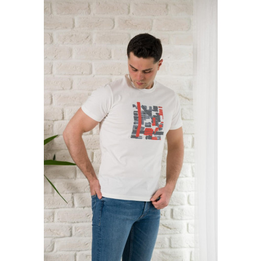 Regular Fit Cotton Print Detailed Men's Summer T-Shirt
