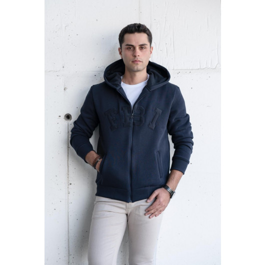 Regularfit Hooded Zippered 3 Thread Thick Men's Sweatshirt