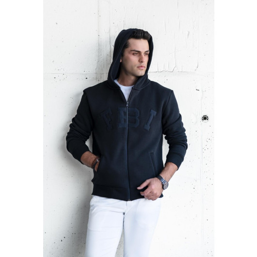 Regularfit Hooded Zippered 3 Thread Thick Men's Sweatshirt