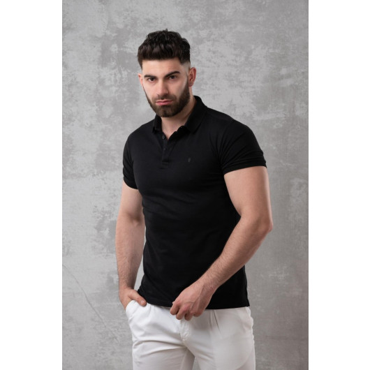 Polo Neck Slim Fit Men's T-Shirt