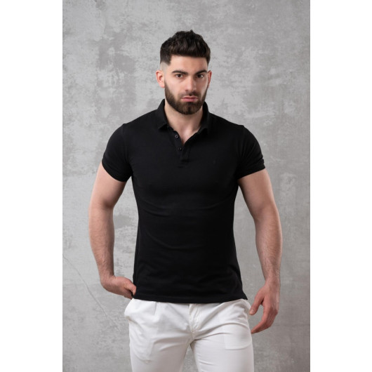 Polo Neck Slim Fit Men's T-Shirt