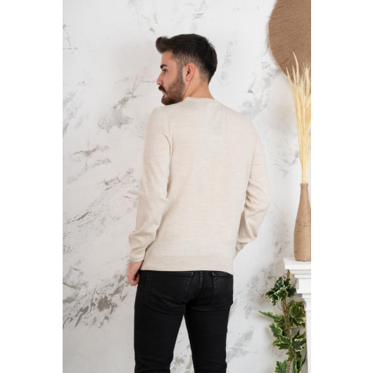 San&Fa Zero Collar Patterned Regular Fit Men's Knitwear Sweater