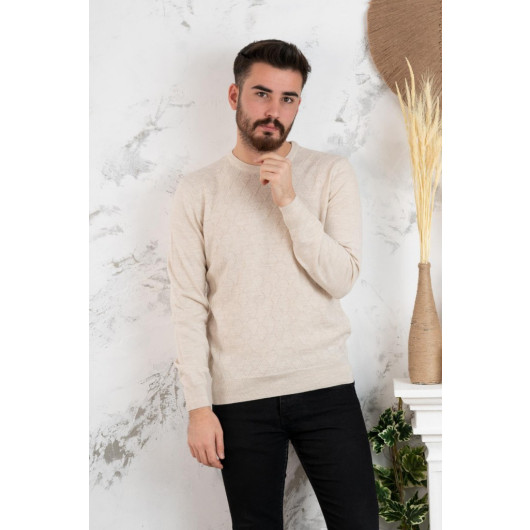 San&Fa Zero Collar Patterned Regular Fit Men's Knitwear Sweater