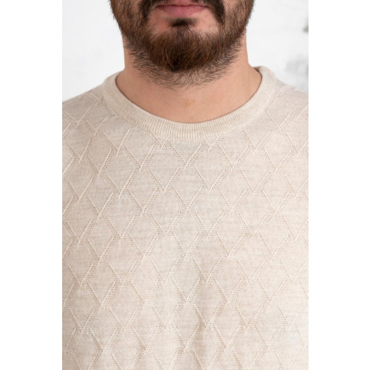 San&Fa Zero Collar Patterned Regular Fit Men's Knitwear Sweater