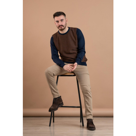 San&Fa Knitwear Zero Collar Regular Fit Patterned Men's Knitwear Sweater