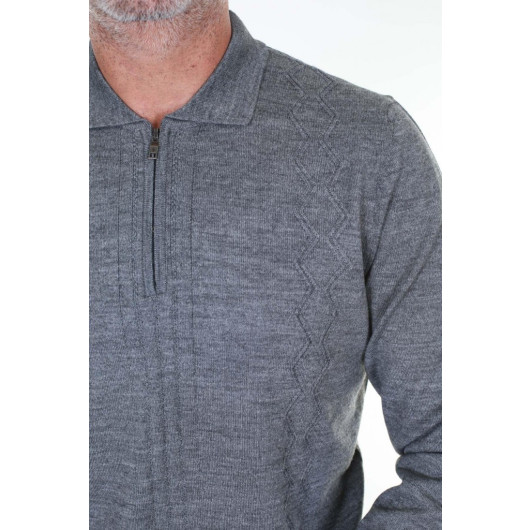 Knitwear Collar Zippered Men's Sweater
