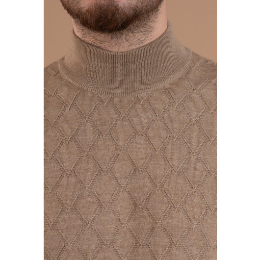 Half Fisherman Patterned Regular Fit Men's Knitwear Sweater
