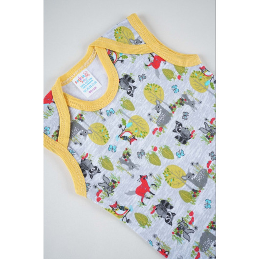 Cotton Patterned Baby Strap Snapped Body