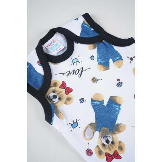 Cotton Patterned Baby Strap Snapped Body