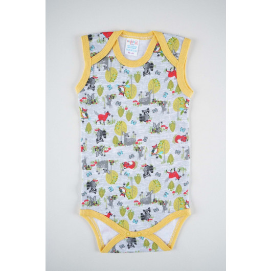 Cotton Patterned Baby Strap Snapped Body