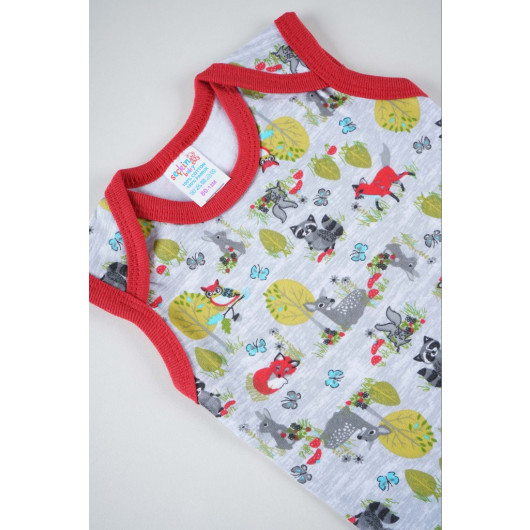 Cotton Patterned Baby Strap Snapped Body