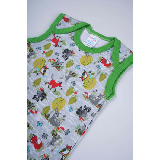 Cotton Patterned Baby Strap Snapped Body